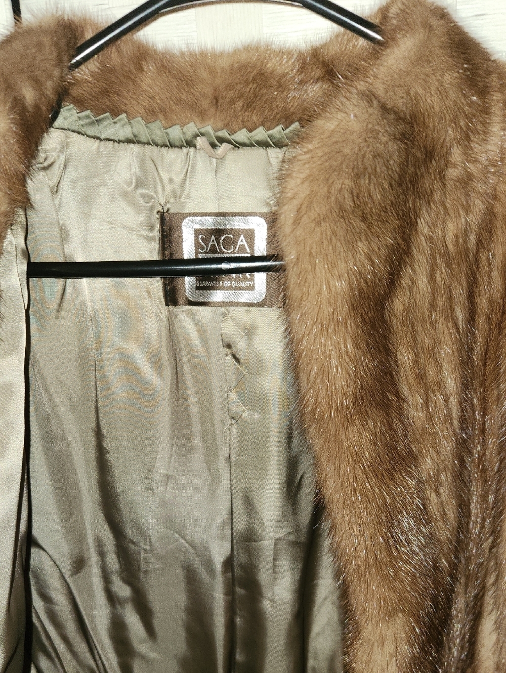 Genuine Mink Saga Beautiful Genuine Fur High Quality Luxury Belted Jacket Large - Picture 9 of 9